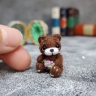 Miicro Teddy Bear In Walnut House  Dollhouse Miniature  Doll Pet  Microtoysby