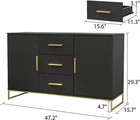 Modern Sideboard Buffet Storage Cabinet With 3 Drawers   2 Doors Wood Console