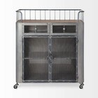 Rustic Metal Industrial Style Rolling Bar Cart