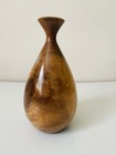 Artist Koch Signed Wood  Turquoise Opal Turned Vase Vintage Walnut Colorado