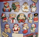 Vintage Design Works Christmas Bears Felt 13 Pc Ornament Kit New Sealed
