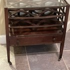 Vintage Mahogany Record Stand Traditional Glass Top Bar Serving Wood Table