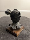19th-century English  worried Knight  Tole silvered Metal Figural Inkwell 