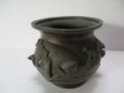 Antique Bronze Metal Sculpture Vase Pot Chinese Japanese Birds Old Patina