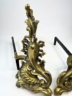 Vintage Brass Set Pair Of Two 2 New York Sheffield Brass Fireplace Andirons 8l