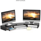 Black Wooden Dual Monitor Stand Risers With Length And Angle Adjustable 3 Shelf