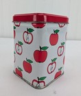 Vintage Apple Metal Tin Red Square Container Storage Teacher Kitchen Office