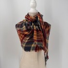 Plaid Oversized Blanket Scarf Burgundy Navy Mustard Fringed Shawl Academia Fall