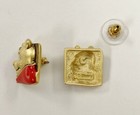 Vintage Disney  winnie The Pooh  Head   Face Gold   Red Earrings - On Card V726