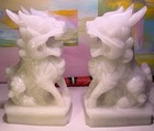 Chinese Handmade Jade-like Pixiu Figurine Pair Mythological Statue 6  Tall