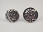 Vtg Sterling Silver Ancient Greek Coin Tetradrachm Cufflinks Alexander The Great