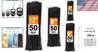Zip Ties Assorted Sizes 4 6 8 12 Inch  200 Pack  Black Cable Ties  Uv Resistant
