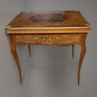 19th Century French Louis Xv Inlaid Walnut   Bronze Game Table