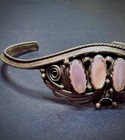 Vintage 80s Na Navajo Sterling    tiara    Cuff  W pink Mussel Stones Justin Morris