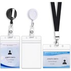 3 Pack Retractable Id Badge Holders Waterproof Vertical Horizontal Clip Lanyard