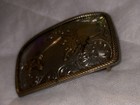 Vintage Nickel Silver Team Calf Roping Rodeo Belt Buckle Western Cowboy Trophy