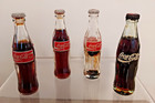 Coca-cola 3  Miniature Glass Bottle W  Liquid Lot 4 Bottles Read