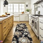 Lahome 2x6 Floral Non-slip Runner Rug - Black Paisley Low-pile Hallway Carpet