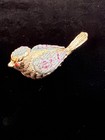 Vintage Mid Century Blue Bird Brooch Pin Gold Tone Enamel Songbird Textured