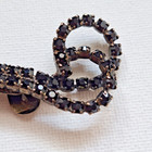 Vintage Musi Rhinestone Shoe Clips Black Crystal Scroll Design     1980s Glam