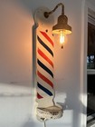 Vintage Handmade Wooden Barber Shop Wall Pole Sign Light With Shelf Folk 23 5in