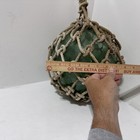 Antique Japanese Green Glass Fishing Float Buoy Hand Blown With Netting