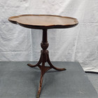 Mersman Side Table 24  Pie Crust Scalloped Top   Pedestal 3 Legs Brass Claw Feet