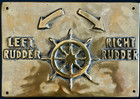 Nautical Brass Plaque  left right Rudder With Mounting Holes Vintage 8 5  X 6 