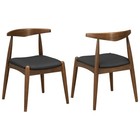 Set Of 2 Rubberwood Dining Chairs  Ergonomic Backrest   Faux Leather Upholstery