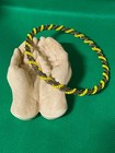 Handmade Vintage Bronze Wire Spiral Yellow Beaded Bracelet