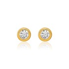 14k Solid Yellow Gold Round Cz Stud Earrings