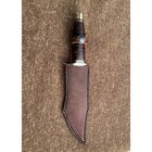 Handmade Bowie Knife  440c Stainless Steel  Stacked Leather Grips  Sheath