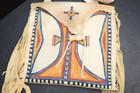 Vtg Plains Indian Native American Parfleche Bag Painted Tan Leather Purse Pouch-