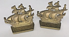 Vintage 2 Brass Colonial Era Sailing Ships 4 5  X 4 5  Bookends