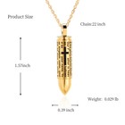 Cross Bullet Urn Necklace For Ashes Cremation Jewelry Keepsake Memorial Pendant