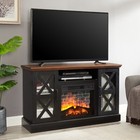 Farmhouse Fireplace Tv Stand For Tvs Up To 55   Black walnut Finish
