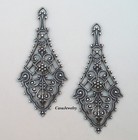  1750 Antiqued Sterling Silver Plated Dapped Filigree W top Hang Ring - 2 Pcs