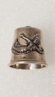 Vintage Sterling Silver Thimble Signed Mythical Asian Creatures  796jr