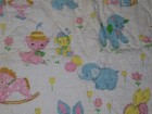Vintage Baby Blanket Crib Quilt Pastel Lamb Elephant Boy Girl Bunny  42x32   