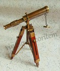 Nautical Decorative Solid Brass Antique Telescope With Vintage Wooden Stand Gift