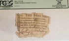 1771 North Carolina Colonial Currency Note  December Pcgs Vf 20