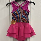 Weissman Girls Dance Costume Leotard W  Attached Ruffle Skirt Pink Sequin