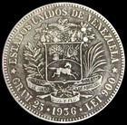 1936 Silver Venezuela 5 Bolivares Coin Extremely Fine Condition