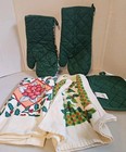 Vintage Christmas Kitchen Towels  Hot Pads Oven Mitts Lot