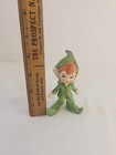 Lefton Green Pixie Elf Redhead Standing Figurine Ceramic Japan Vintage 