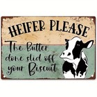 Heifer Please Metal Sign  Funny Cow Farmhouse Kitchen Wall Decor