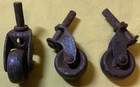 Antique Set Of 3 Matching Metal Furniture Casters Wheels