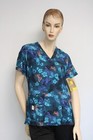 Carhartt  Cross Flex Blue Butterfly Two Pocket V Neck Scrub Top Womens Large
