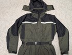 Cabelas Snowsuit 1pc Insulated L Green Black Hooded Ski Snowboard Arctic Hunting