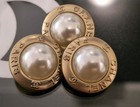 4pcs Stamped Chanel Cc  Gold Pearl Round Button 22mm